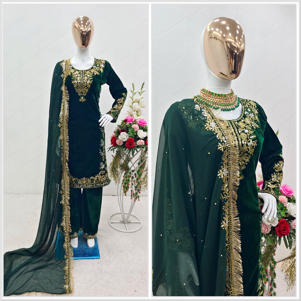 Launching New Disine Velvet Top-Pent With Dupatt Set*👗👈
