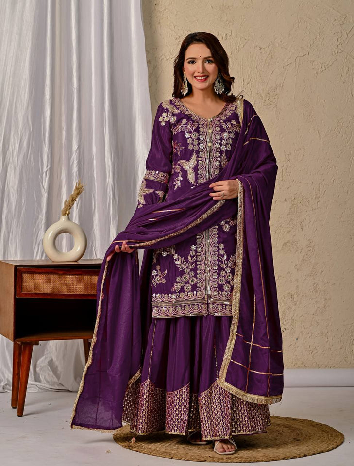 Launching New Designer Party Wear Look Top , Sharara and Dupatta
