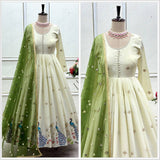 Launching New Designer Navratri Look Heavy Moss Satin Silk Gown & Dupatta Set (Copy)