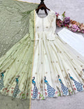 Launching New Designer Navratri Look Heavy Moss Satin Silk Gown & Dupatta Set (Copy)