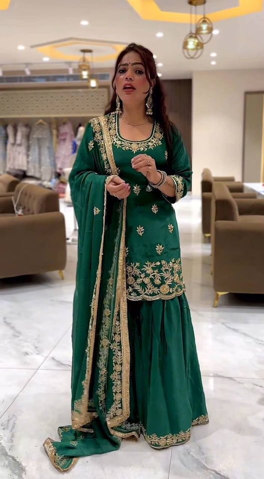 Launching New Designer Party Wear Look Top , Sharara Plazzo  and Dupatta*👌❤️