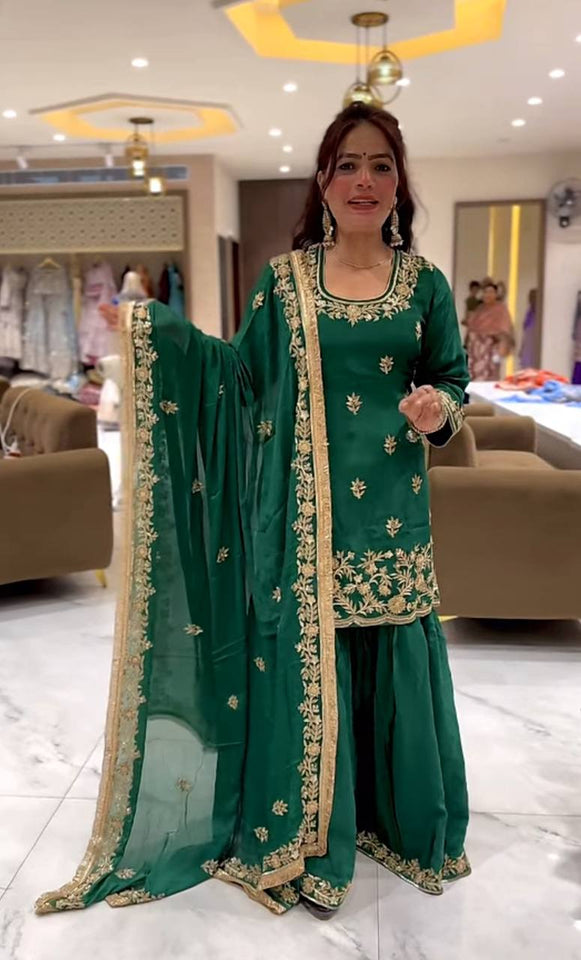 Launching New Designer Party Wear Look Top , Sharara Plazzo  and Dupatta*👌❤️