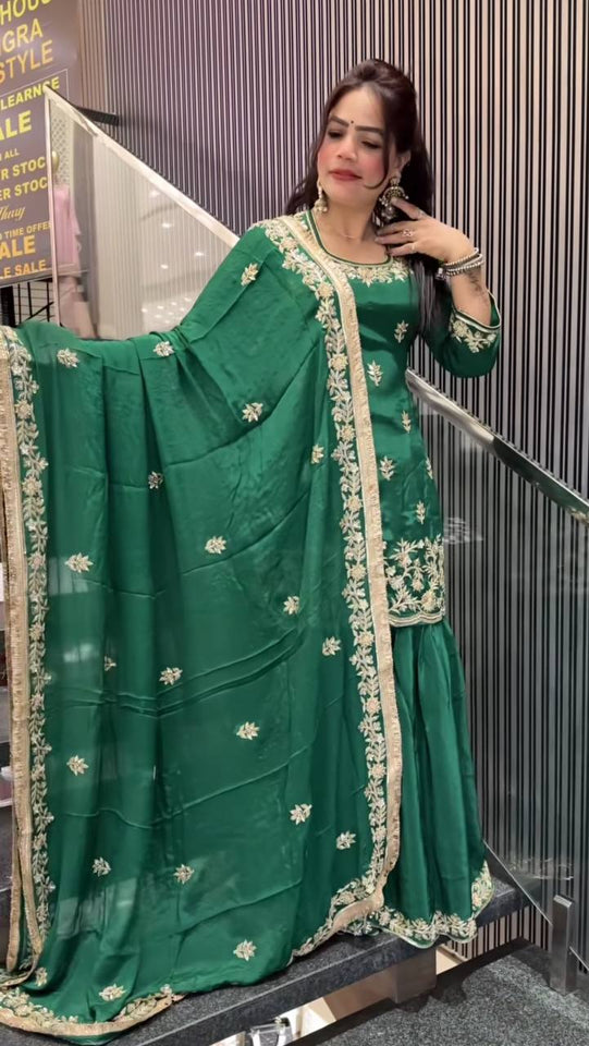 Launching New Designer Party Wear Look Top , Sharara Plazzo  and Dupatta*👌❤️