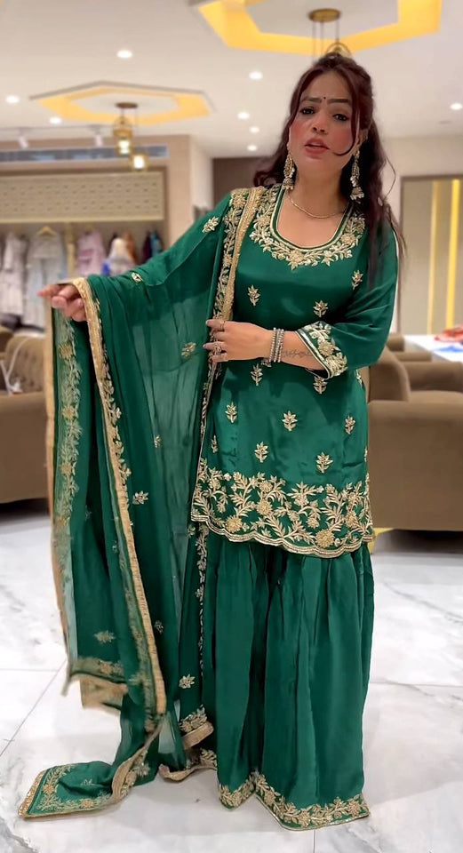 Launching New Designer Party Wear Look Top , Sharara Plazzo  and Dupatta*👌❤️