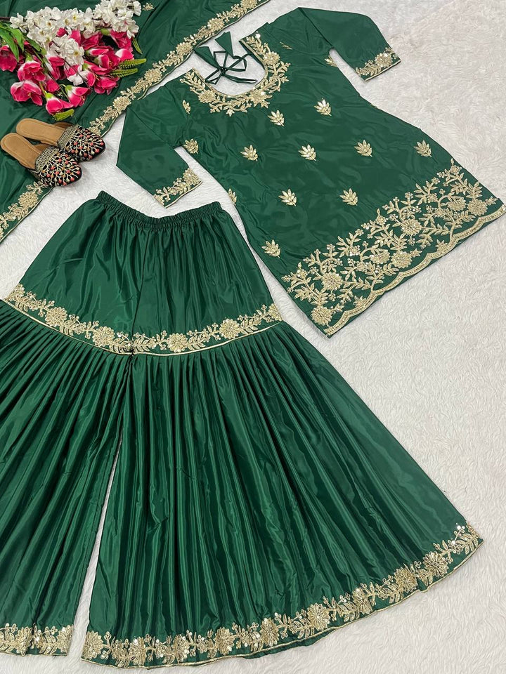 Launching New Designer Party Wear Look Top , Sharara Plazzo  and Dupatta*👌❤️