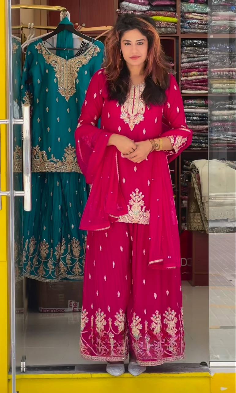 Launching New Designer Party Wear Look Top , Sharara Plazzo  and Dupatta*👌❤️