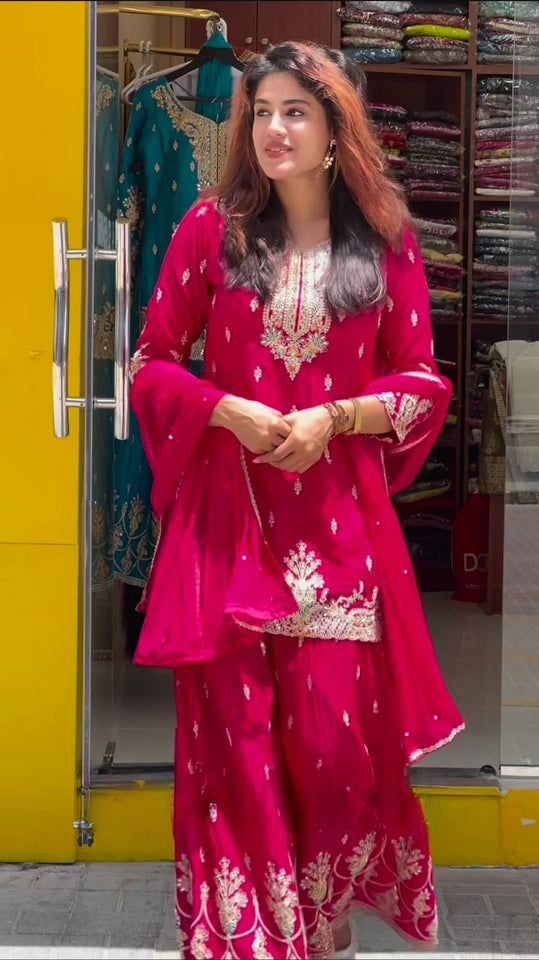 Launching New Designer Party Wear Look Top , Sharara Plazzo  and Dupatta*👌❤️