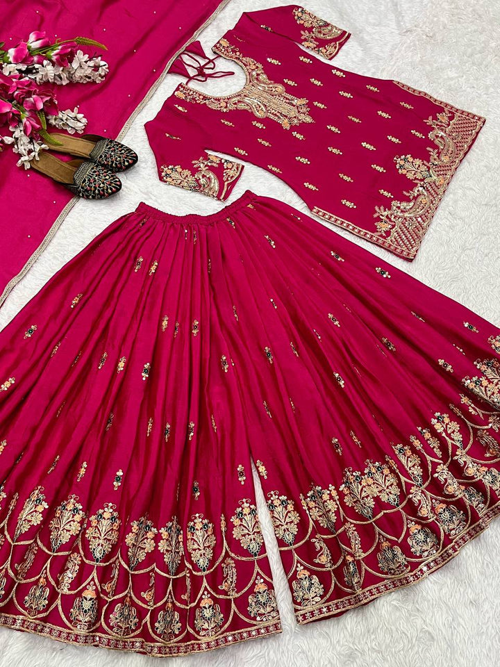 Launching New Designer Party Wear Look Top , Sharara Plazzo  and Dupatta*👌❤️