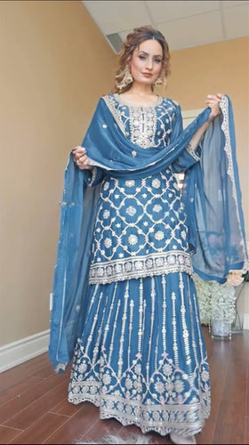 Top And Plazzo With Dupatta