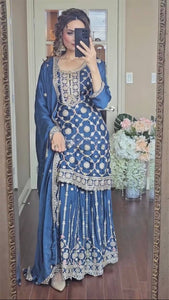 Top And Plazzo With Dupatta