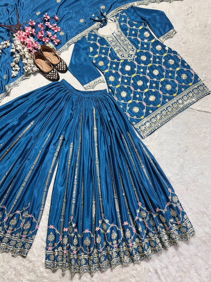 Top And Plazzo With Dupatta