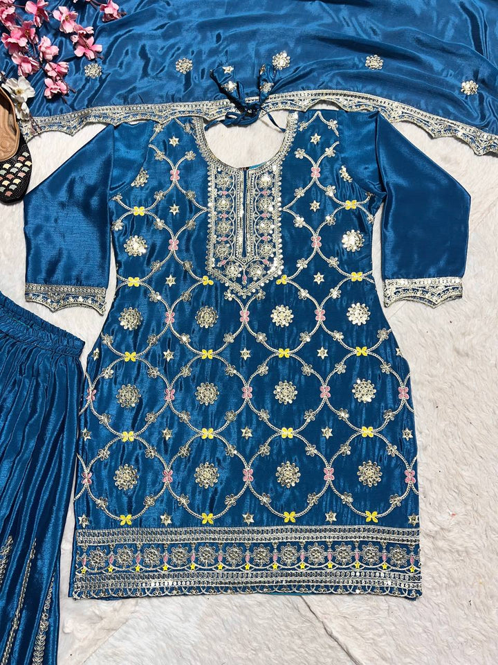 Top And Plazzo With Dupatta