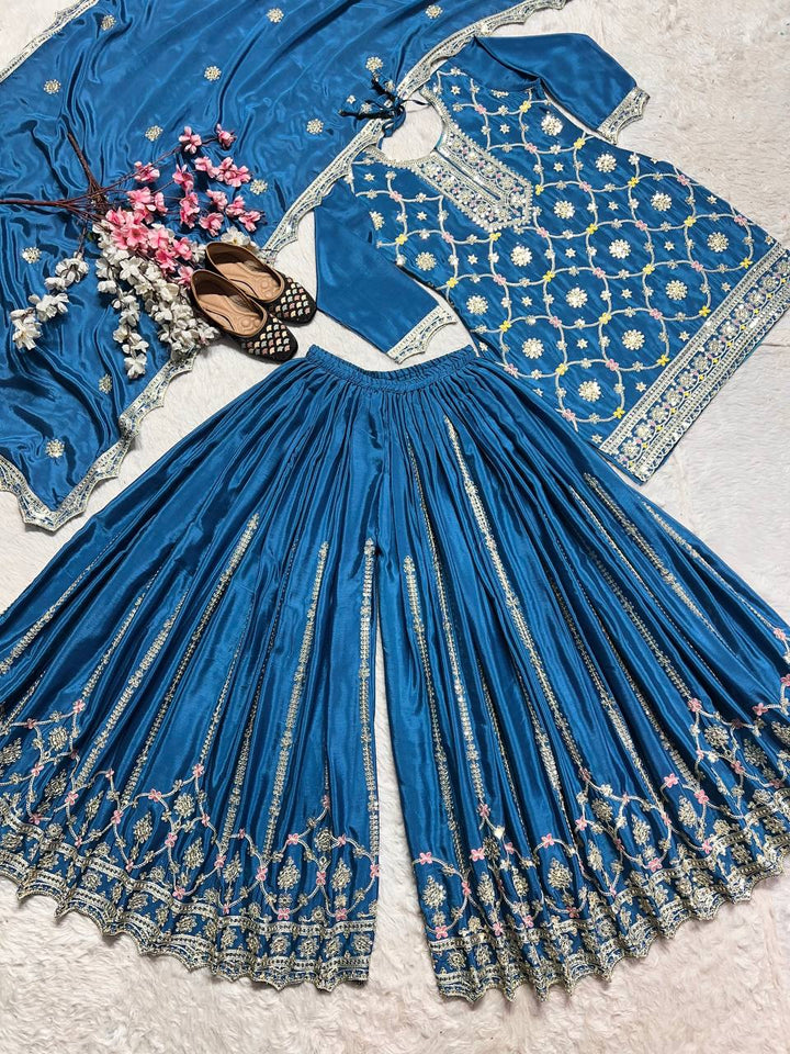 Top And Plazzo With Dupatta