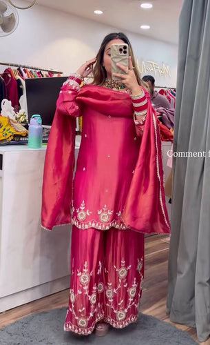 Top And Plazzo With Dupatta