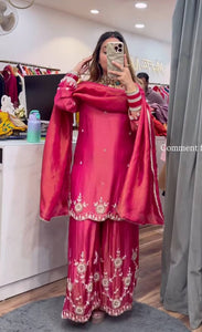 Top And Plazzo With Dupatta