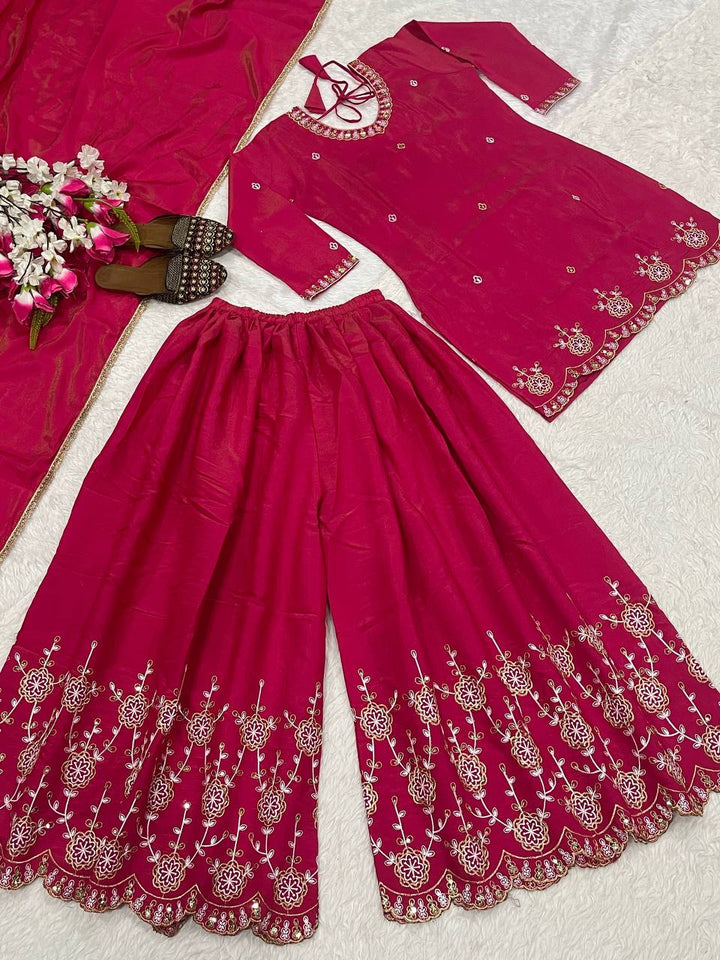 Top And Plazzo With Dupatta