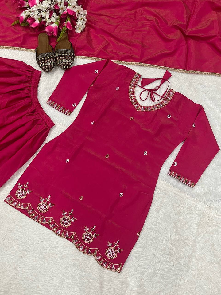 Top And Plazzo With Dupatta