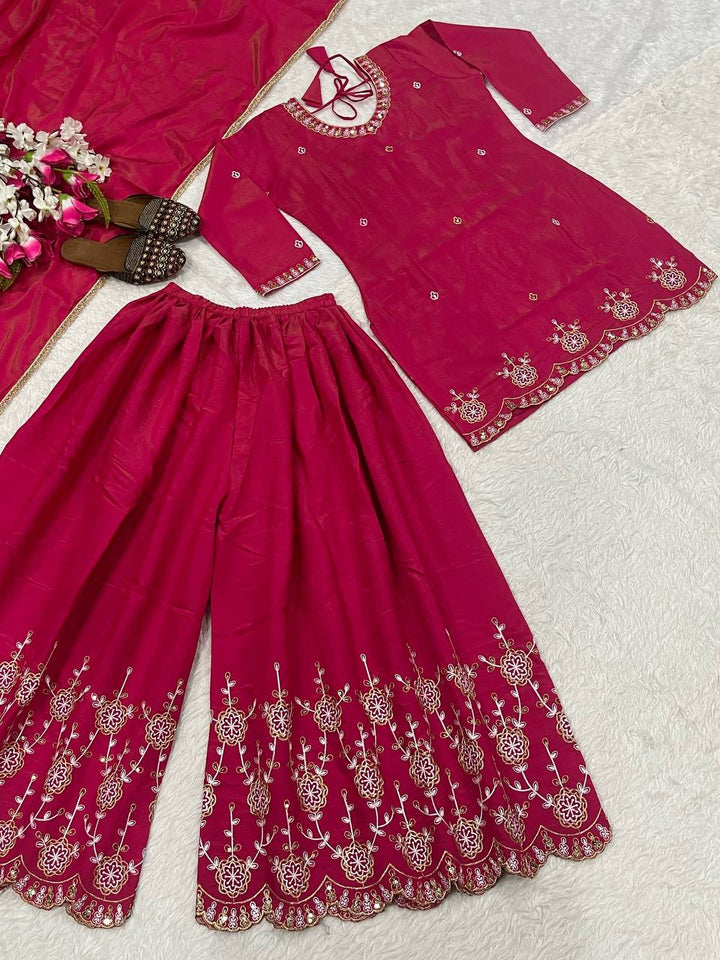 Top And Plazzo With Dupatta