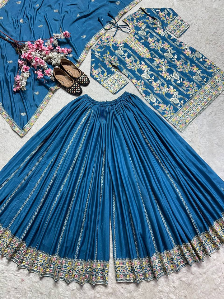 Top And Plazzo  Wih Dupatta