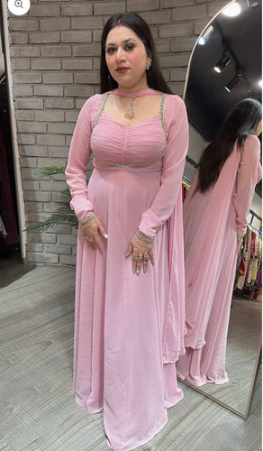 Launching New Design Fox Georgette *(Gwon&Pent&dupatta)* Reddy To Party Wear Look Design
