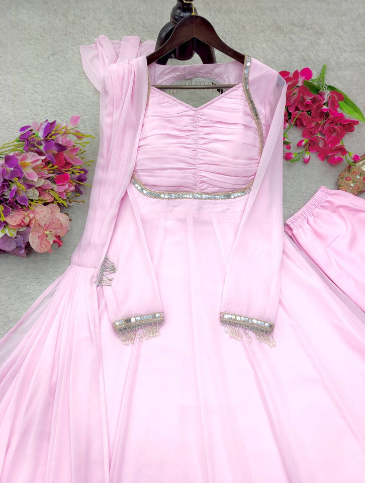 Launching New Design Fox Georgette *(Gwon&Pent&dupatta)* Reddy To Party Wear Look Design