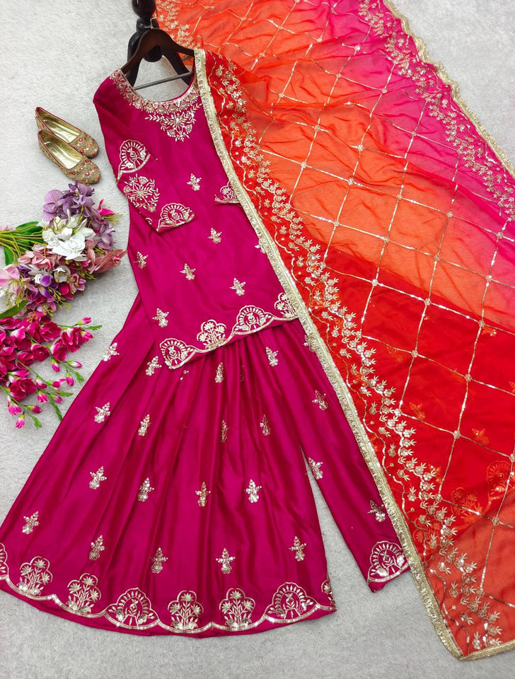 *Launching New Design *(Top&Sarara&dupatta)* Reddy To Wear Look Design
