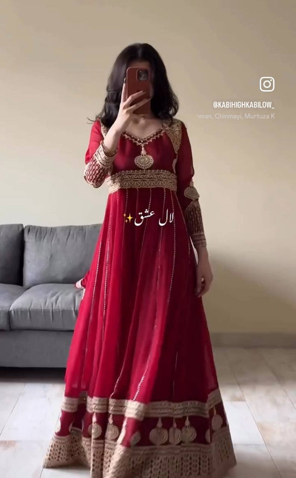 Launching New Đěsigner Party Wear Look Heavy Fox Georgette Gwon Pent & Dupatta Set