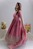 Presenting New Collection Heavy Pure Cinon Silk Gown -Pent  Dupatta Set Fully Stitched Ready To Wear