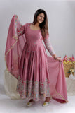 Presenting New Collection Heavy Pure Cinon Silk Gown -Pent  Dupatta Set Fully Stitched Ready To Wear