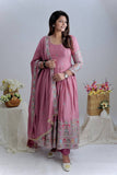 Presenting New Collection Heavy Pure Cinon Silk Gown -Pent  Dupatta Set Fully Stitched Ready To Wear