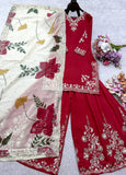 Launching New Đěsigner Party Wear Look Heavy Cinon Silk Top Sarara & Dupatta Set