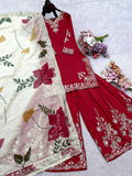 Launching New Đěsigner Party Wear Look Heavy Cinon Silk Top Sarara & Dupatta Set