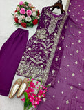 Launching New Đěsigner Party Wear Look Heavy Fox Georgette Top Plazzo & Dupatta Set