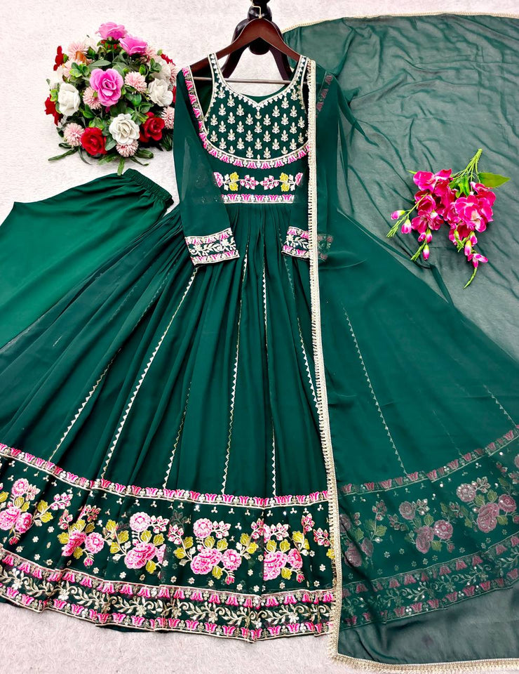 Launching New Đěsigner Tredition Look Heavy Fox Georgette Gwon Pent & Dupatta Set
