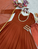 Launching New Đěsigner Party Wear Look Heavy Fox Georgette Gwon Pent & Dupatta Set