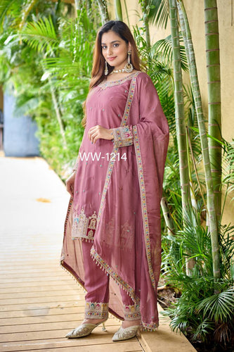 Launching New Đěsigner Party Wear Look Heavy Tebby Orgenza Silk Top Pent & Dupatta Set