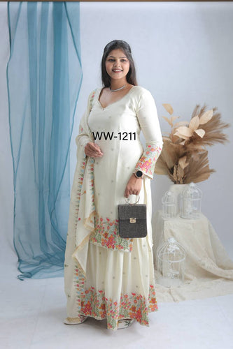Presenting New WW Real Modling Products Cinon Silk Top-Sarara and Dupatta Set Fully Stitched Ready To Wear
