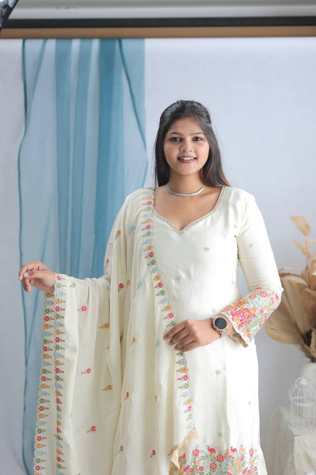 Presenting New WW Real Modling Products Cinon Silk Top-Sarara and Dupatta Set Fully Stitched Ready To Wear