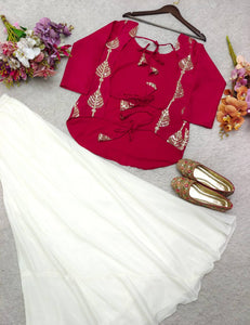 Presenting New Pure Cinon Silk Top-Plazzo and Dupatta Set Fully Stitched Ready To Wear