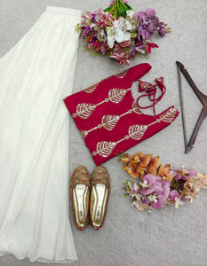 Presenting New Pure Cinon Silk Top-Plazzo and Dupatta Set Fully Stitched Ready To Wear