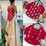 Presenting New Pure Cinon Silk Top-Plazzo and Dupatta Set Fully Stitched Ready To Wear