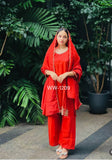Presenting New Pure Cinon Silk Top-Plazzo and Dupatta Set Fully Stitched Ready To Wear
