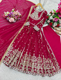Presenting New Collection Heavy Pure Blooming Georgette Gown -Pent  Dupatta Set Fully Stitched Ready To Wear