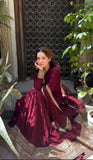 Presenting New Collection Heavy Pure Cinon Silk Gown -Pent  Dupatta Set Fully Stitched Ready To Wear 🔥😍🥰*