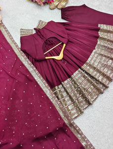 Presenting New Collection Heavy Pure Cinon Silk Gown -Pent  Dupatta Set Fully Stitched Ready To Wear 🔥😍🥰*