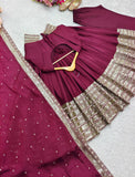 Presenting New Collection Heavy Pure Cinon Silk Gown -Pent  Dupatta Set Fully Stitched Ready To Wear 🔥😍🥰*