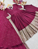 Presenting New Collection Heavy Pure Cinon Silk Gown -Pent  Dupatta Set Fully Stitched Ready To Wear 🔥😍🥰*
