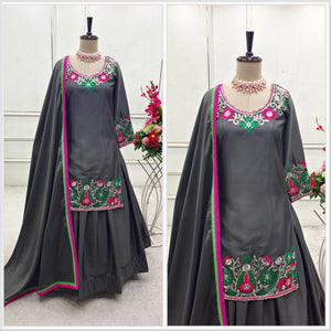 Presenting New Collection Pure Natural Satin Silk Top-Lehenga and Dupatta Set Fully Stitched Ready To Wear 🔥😍🥰*