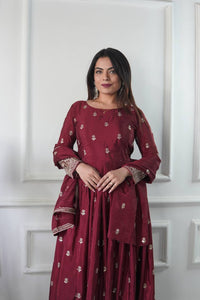 Presenting New Collection Heavy Pure Cinon Silk Gown -Pent  Dupatta Set Fully Stitched Ready To Wear