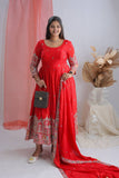 Presenting New Collection Heavy Pure Cinon Silk Gown -Pent  Dupatta Set Fully Stitched Ready To Wear